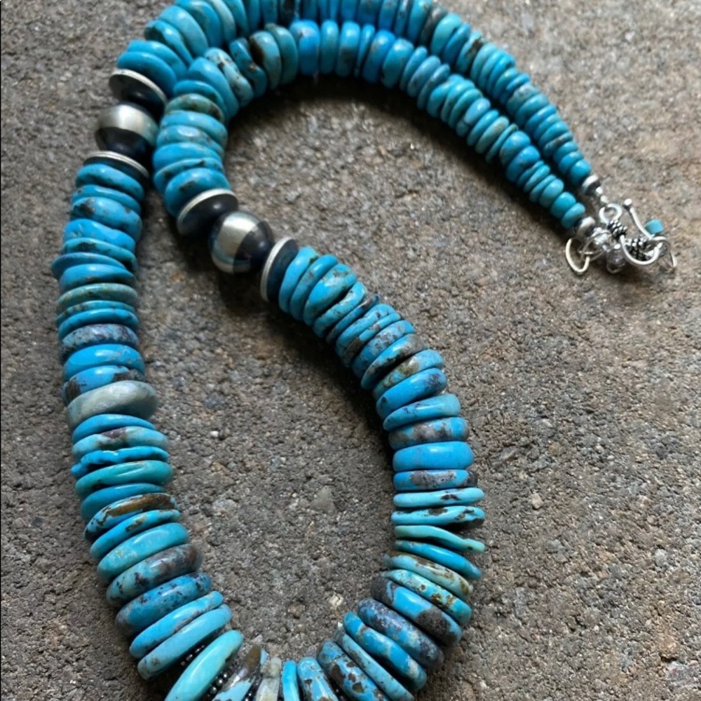 Sterlingsilver Graduatedblue Turquoisebeadnecklace - image 8
